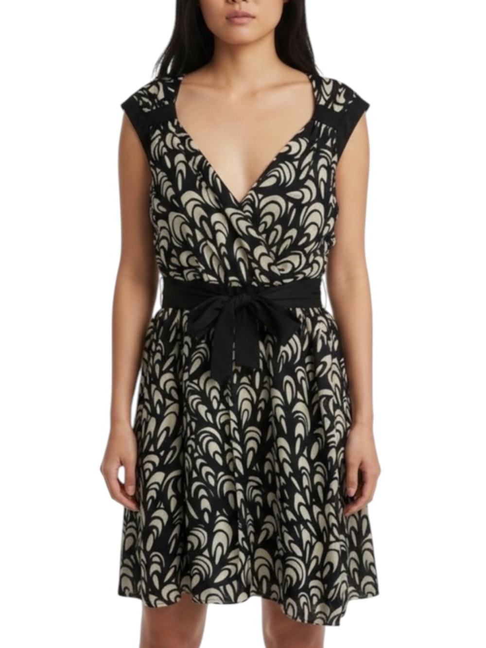 MILLY 100% Silk Dress from Nordstrom in Black/Beige Size 12 NWT